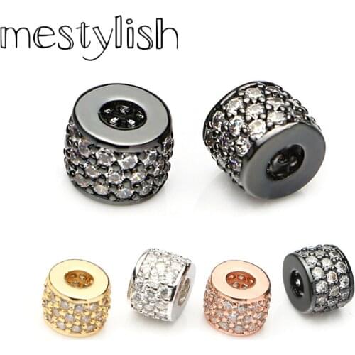 Mestylish 3pcs/Lot Fashion Roundel Micro CZ Pave Cubic Zircon Beads Fit Bracelets Jewelry Making Spacer Beads Connecting Pieces