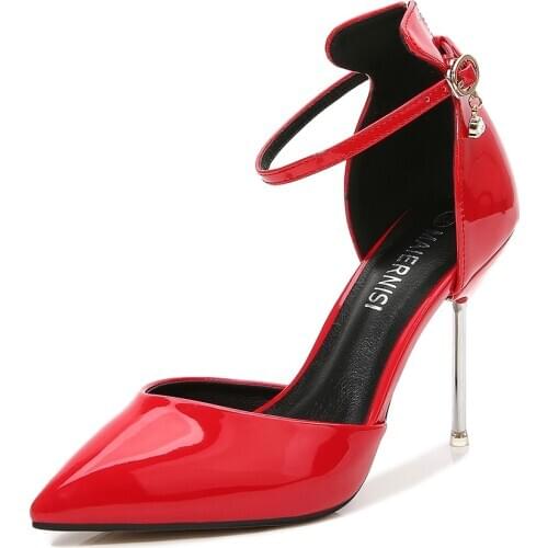 New 2020 Women pumps Elegant pointed toe patent leather office lady Shoes Spring Summer High heels Wedding Bridal Shoes