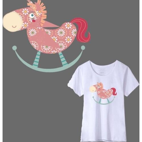 New Arrival Trojan Horse Flower Thermal Transfer Sticker Heat Sensitive Patch Clothes Washable Accessories Iron On Printing