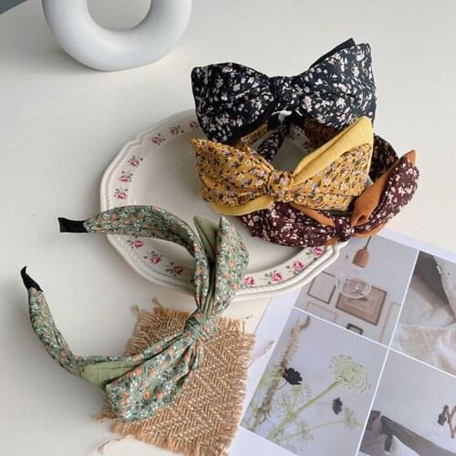 Double-layer Floral Bow Headband Fashion Hair Accessories Women Color Matching Rural Style Wide-brimmed Hairbands Cute Hair Hoop