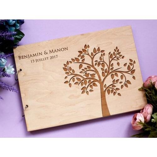 Personalized Engraved Tree Wedding Guest Book Rustic Guestbook for Wedding Guest Signature Wedding Album A4 Wedding Decor