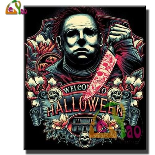 Full Square Diamond Embroidery Horror Man Mosaic 5D Diamond Painting Halloween Gift Cross Stitch Rhinestones Handmade Home Decor