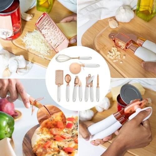 7PC Rose Gold Garlic Press Pizza Cutter Kitchen Gadget Set Can Opener Potato Cooking High-End Kitchenware Kitchen Accessories