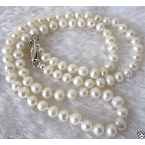 Selling Jewelry>> 7-8mm White Akoya Cultured Pearl Necklace 18"