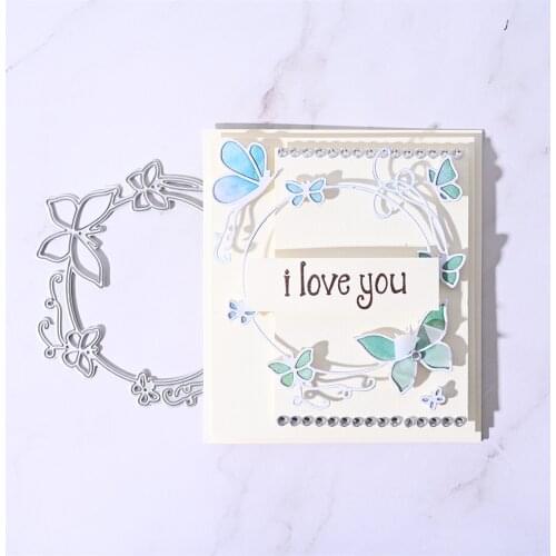 Butterfly Frame Cutting Dies Round Wave Scrapbooking Metal Cutting Dies Stencil DIY Scrapbooking Album Paper Card Metal Craft