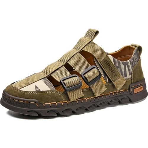Mens Sandals Summer Pu Leather Sandals Men Outdoor Breathable Trend Casual Light Sandal Fashion Men Slipper Large Size 38-48