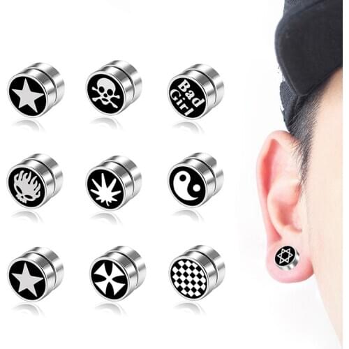 New Fashion Men/Women Punk Magnetic Ear Clip Earrings No Pierced Non-piercing Fake Earrings Street Pop Jewelry Best Gifts