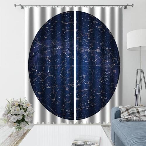 Blue round curtains personality curtains edroom living room windproof thickening blackout fabric
