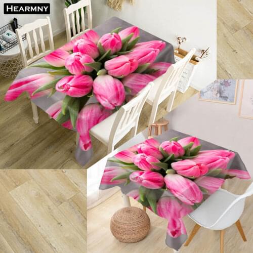 Tulip Flowers 01 Tablecloth Waterproof Oxford Fabric Square/Rectangular Tablecloth For Wedding Table Cloth Cover TV Covers