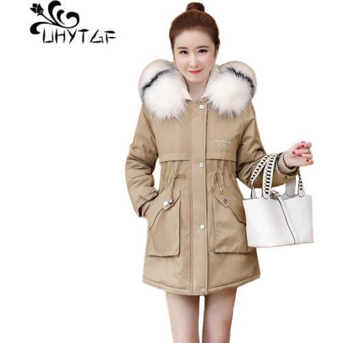 UHYTGF Warm winter jacket womens 3XL Plus size velvet parka women thick Korean plus velvet coat female Waist bomber jacket X604