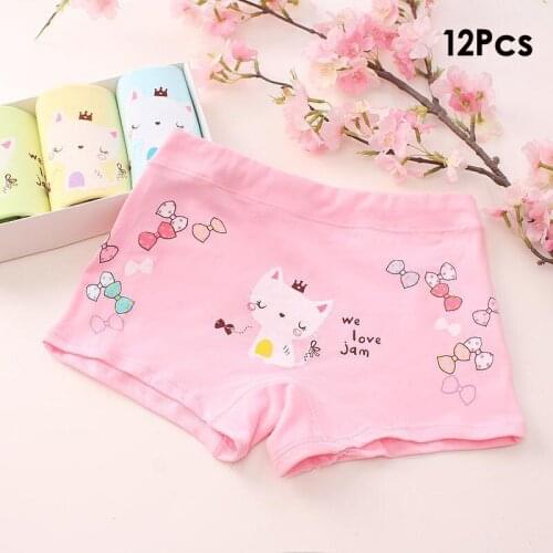 12 Pcs/Lot Berngi New Baby Girls 100%Cotton Kids Underwear Children Briefs Kids Cute Pantie For 2-9 Years