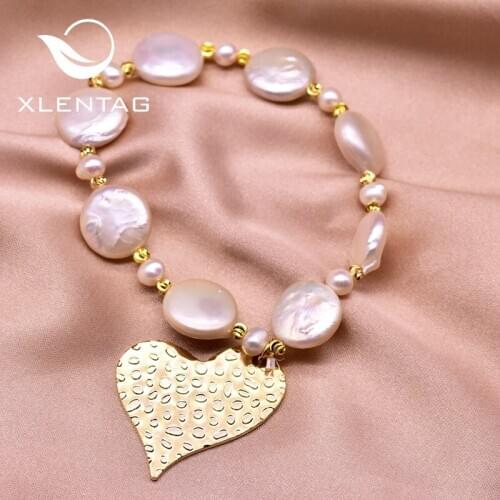 XlentAg Natural Round Baroque Pearl Couple Bracelet Girl Friendship Wedding Love Gift For Women Bohemian Fashion Jewlery GB0197A