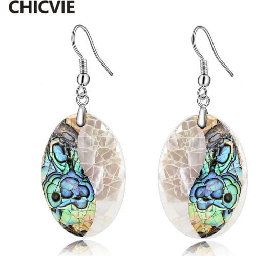 CHICVIE Luxury Simple Retro Style Abalone Splice Earrings With Stones For Women Jewelry Ethnic Personality DIY Earring SER170043
