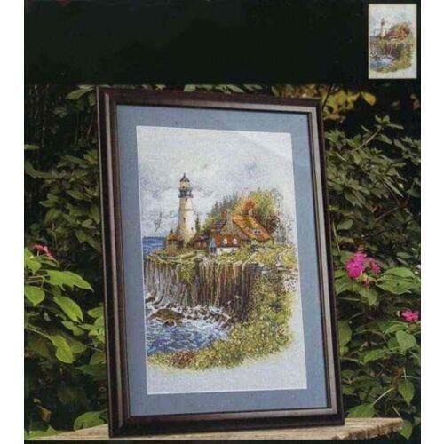 Gold Collection Beautiful Lovely Counted Cross Stitch Kit Cliffside Lighthouse Cliff Light House Harbour Haven bucilla