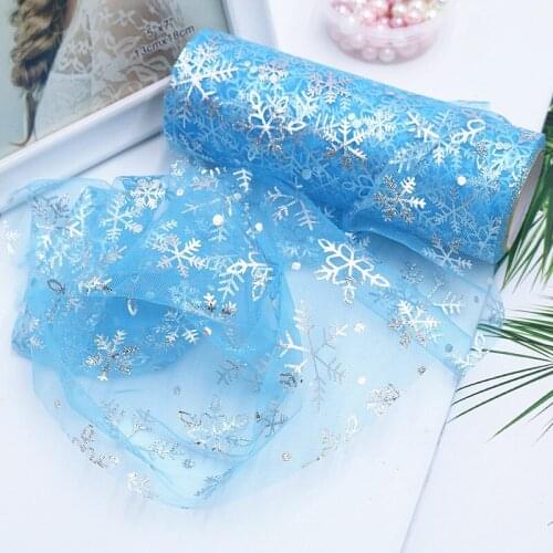 10Yards Snow Tulle Roll Fabric DIY Craft Sash Baby Shower Blue Tutu Skirt Headwear Gifts Packaging Wedding Party Decor