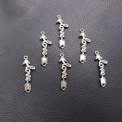 12pcs Silver Plated Love Arrow Connector Charm Metal Pendants DIY Necklaces Bracelets Jewelry Handicraft Accessories 39*13mm