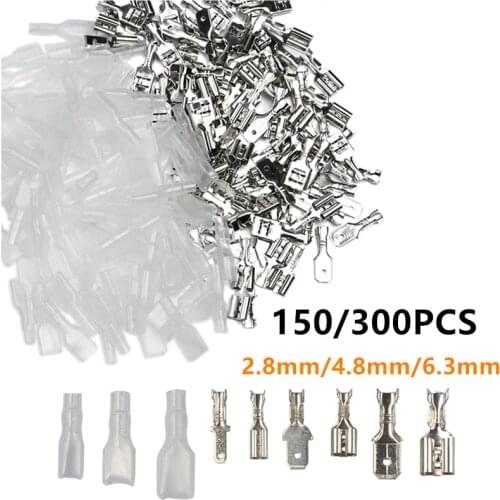 150/300PCS 2.8/4.8/6.3mm Crimp Spade Terminals Seal Female&Male Electrical Wire Crimping Connectors & Insulation Sheath