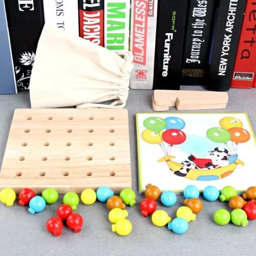 3D Mushroom Nail Intelligent Puzzle Games With Wood Toy Mosaic Peg Board Jigsaw Puzzle Kids DIY Educational Toys Gift