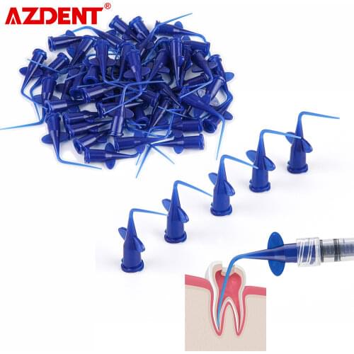 50Pcs Teeth Whitening Dental Irrigation Tips Blue Dental Disposable Syringe Tip Dental Irrigation Tips