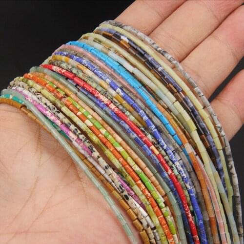 4x2mm Natural Stones Tube Bead Howlite Jade Loose Cylinder Stone Beads for Jewelry Making DIY Chakra Bracelet Accessories 15.5"