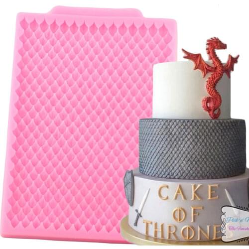Dragon Scales Lace Silicone Mold Baby Birthday Cake Border Fondant Molds Cake Decorating Tools Candy Chocolate Gumpaste Moulds