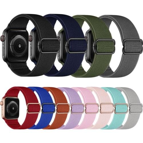 Elastic Nylon Loop Strap for Apple Watch Band 6 SE 44mm 42mm 40mm 38mm Braided Fabric Wrist Bracelet for iWatch Series 5 4 3 2 1