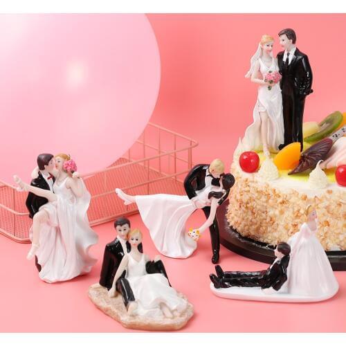 Elegant Bride Groom Couple Cake Topper Wedding Resin Decoration Figurine Gift Valentines Day Engagement Decor Anniversary