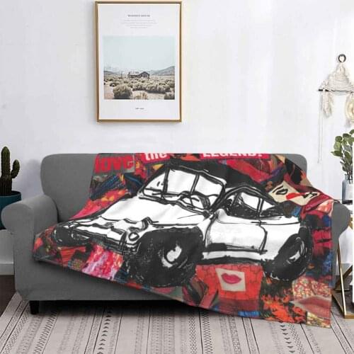 Fiat 500 - Collage 1 Shaggy Throw Soft Blanket Sofa/Bed/Travel Love Gifts Fiat 500 Collage Red Black Classicar Vintagecar
