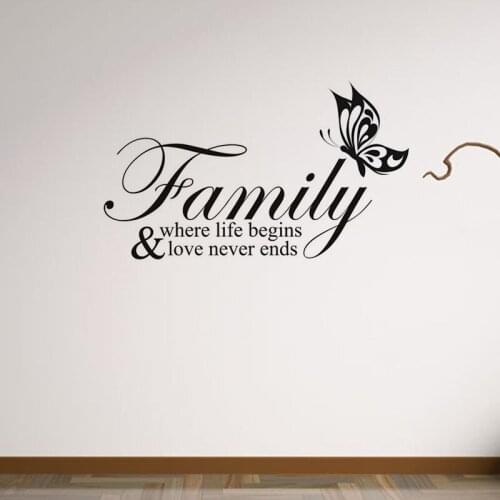 Where Life Begins Family Quote Vinyl Wall Decal Home Decor Living Room Art Mural Wall Stickers Removable