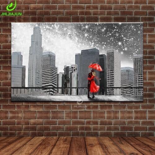 Canvas Pop Art Painting New York Street Poster Print Love Couple Kissing Parlor Wallpaper Vintage Movie Decoration Poster