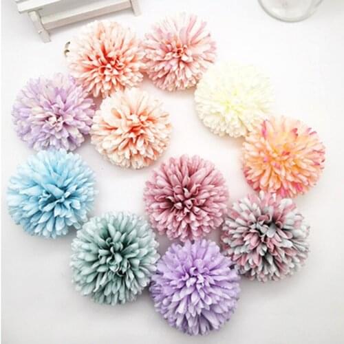 10pcs 7cm Pompom Artificial Silk Flowers Head Hydrangea Home Wedding Decoration DIY Scrapbooking Fake Flower Wreaths