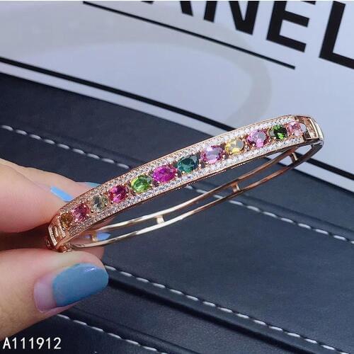 KJJEAXCMY fine jewelry natural Tourmaline 925 sterling silver new women hand bracelet wristband support test popular