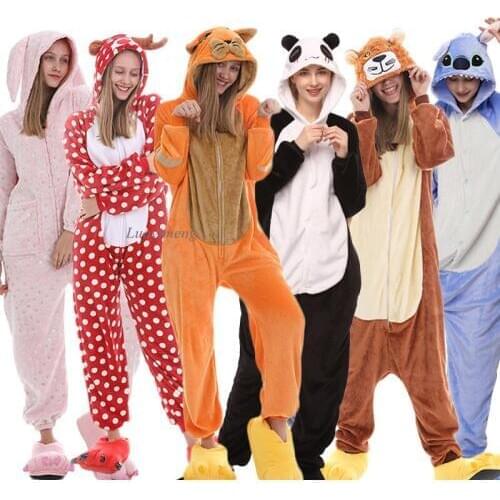 Adult Kigurumi Unicorn Stitch Onesies Women Men Unicorn Nightie Cartoon Animal Pajamas Flannel Sleepwear Jumpsuit Anime Costumes