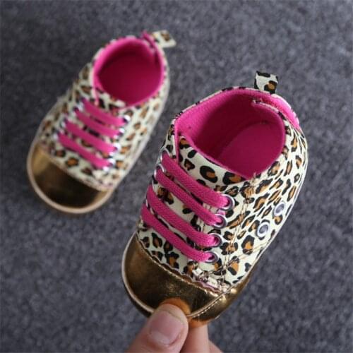 2021 New Leopard baby moccasins canvas toddler bebe soft sapatos non-slip fashion sneakers lace up First walker shoes