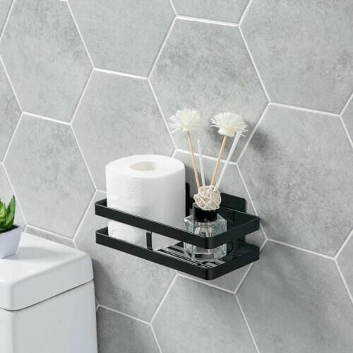 Carbon Steel Free Punching Kitchen Rack Wall Spice Rack Black Shelf Multi-function Wall Hanging Storage Shelves Wall Organizer