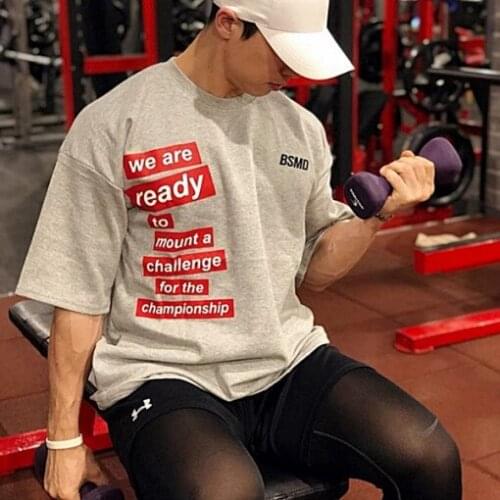 Summer New Sports Short-Sleeved Men Fashion Printing Fitness T-Shirt Outdoor Jogging Training Clothing Loose Large Size T-shirt