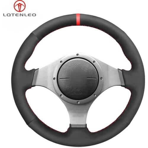 LQTENLEO Black Suede Car Steering Wheel Cover For Mitsubishi Lancer Evolution 8 VIII 2003-2005 Lancer Evolution 9 IX 2005-2007