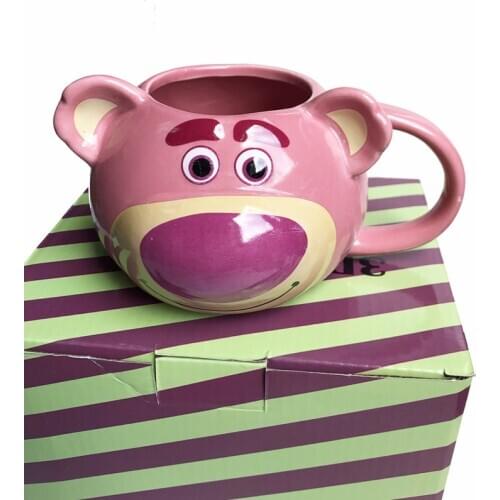 Cute 3 d lovely bear ceramic cup cartoon animals painted pink ceramic cups water