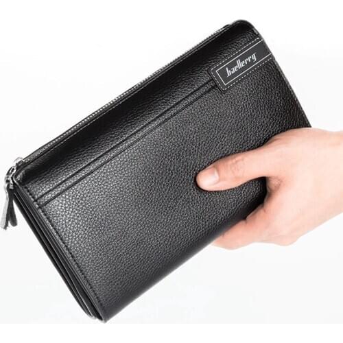 Seagloca Business Mens Leather Wallet Coin Pocket Man Purse Phone Clutch Bag Large Capacity Handbag