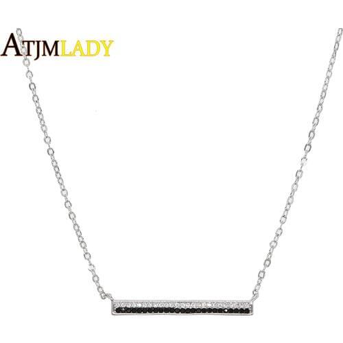 Moana Collares Kolye Sparkling Horizontal Cz Bar Charm Necklace Color Clavicle Chains Delicate Simple Pendant Women Jewelry