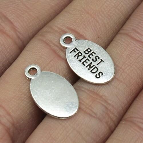 20Pcs 10x18mm Best Friends Tag Charms DIY Jewelry Accessories For Jewelry Making Antique Silver Color Alloy Charms