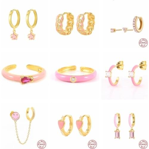 BOKAO Earrings 2021 Trend Pendientes Plata 925 Pink Series Drop Earrings Piercing Woman Jewelry Bijoux Femme Boucle Oreille