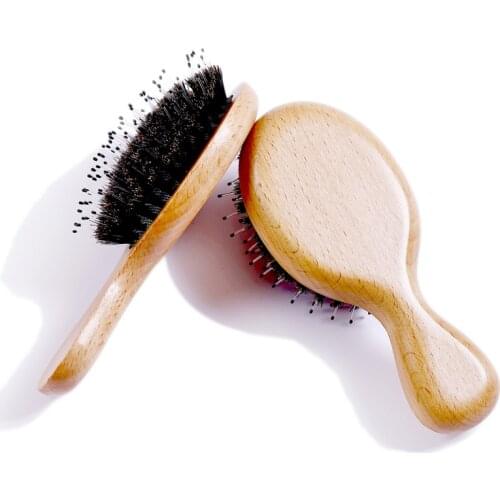 Bristle Hair Brush Portable Anti-static Non-slip Handle Hair Comb Head Scalp Massager Cute &Mini Sized Comb