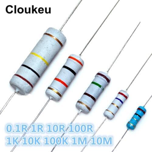 1/8W 1/4W 1/2W 1W 2W 3W 5W 1% 5% Color ring resistance 0.1R 1R 10R 100R 1K 10K 100K 1M 10M Ohm