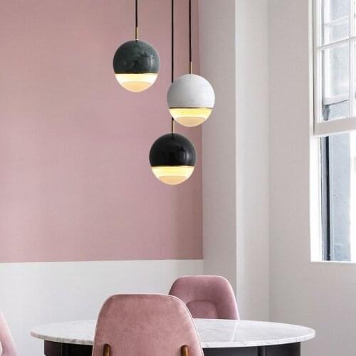 LED Marble Pendant Light Nordic Acrylic Living Room Bedside Decoration Lamp Exhibition Hall Hotel Aisle Staircase Hanging Light