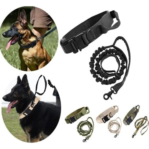 Tactical Dog Collar Nylon Adjustable Training Collar Tactical Traction Heavy Duty Handle Dog Leash Collar For Medium Large Dog