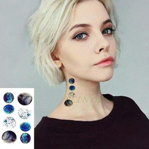 Waterproof Temporary Tattoo Sticker blue planet universe tatto flash tatoo fake tattoos for kids men women