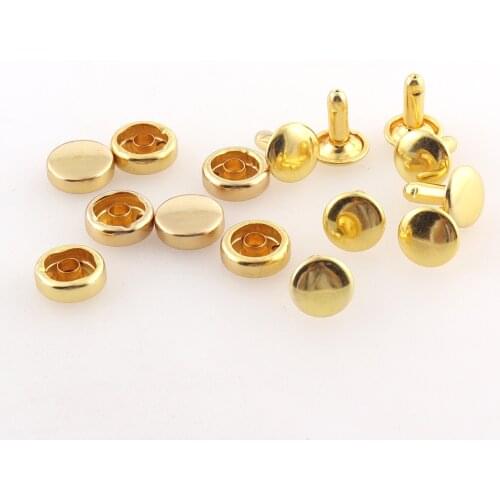 100sets gold Flat Head Tablet Double Cap Rivets Studs Leathercraft Decorative Rivet For clothes shoes backpack leather