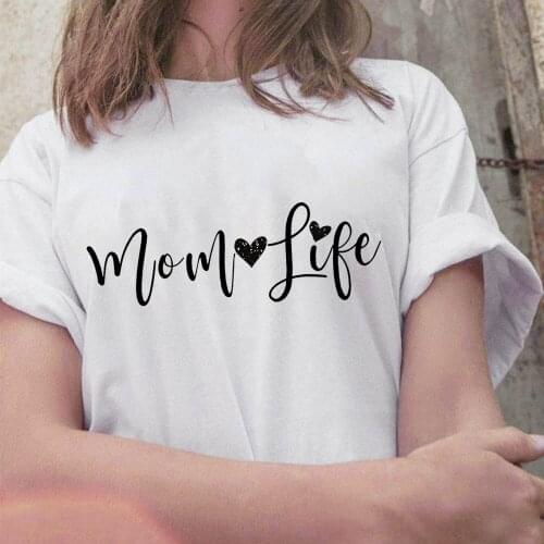 Letters Mom Life print Women t shirt 2021 O-neck T Short Sleeve Hipster T shirt Summer Fashion tee shirt femme mujer