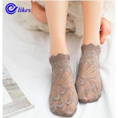 10 Pairs Amazing Summer Ultrathin Socks Transparent Crystal Silk Lace sock Elastic Short Girl Sox Womens Socks Mesh Sox